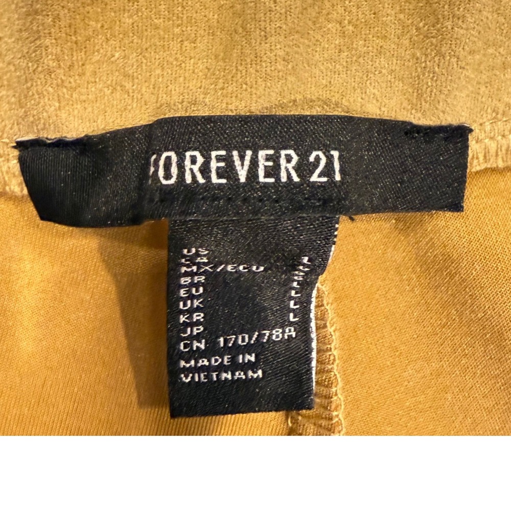 Y2K Forever 21 Lace Up Flare Pants Mustard Faux Suede Festival Boho Large indie - Picture 6 of 13
